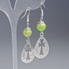 Variscite Earrings, Salad-Green (Pressed), Smooth Ball, 10 mm diameter, 19.5×31 mm, length 63 mm ± with metal inserts